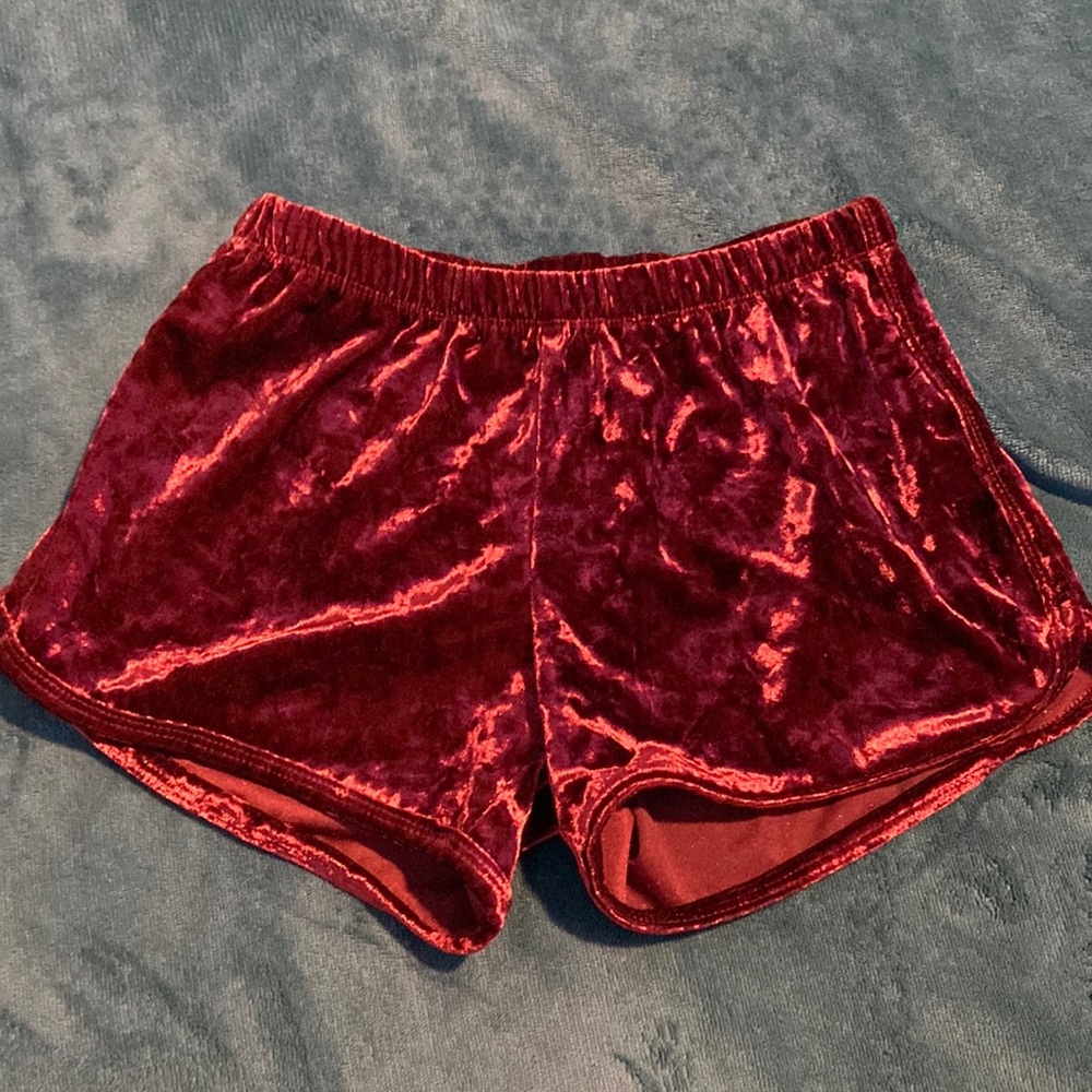 Maroon Velvet Shorts
